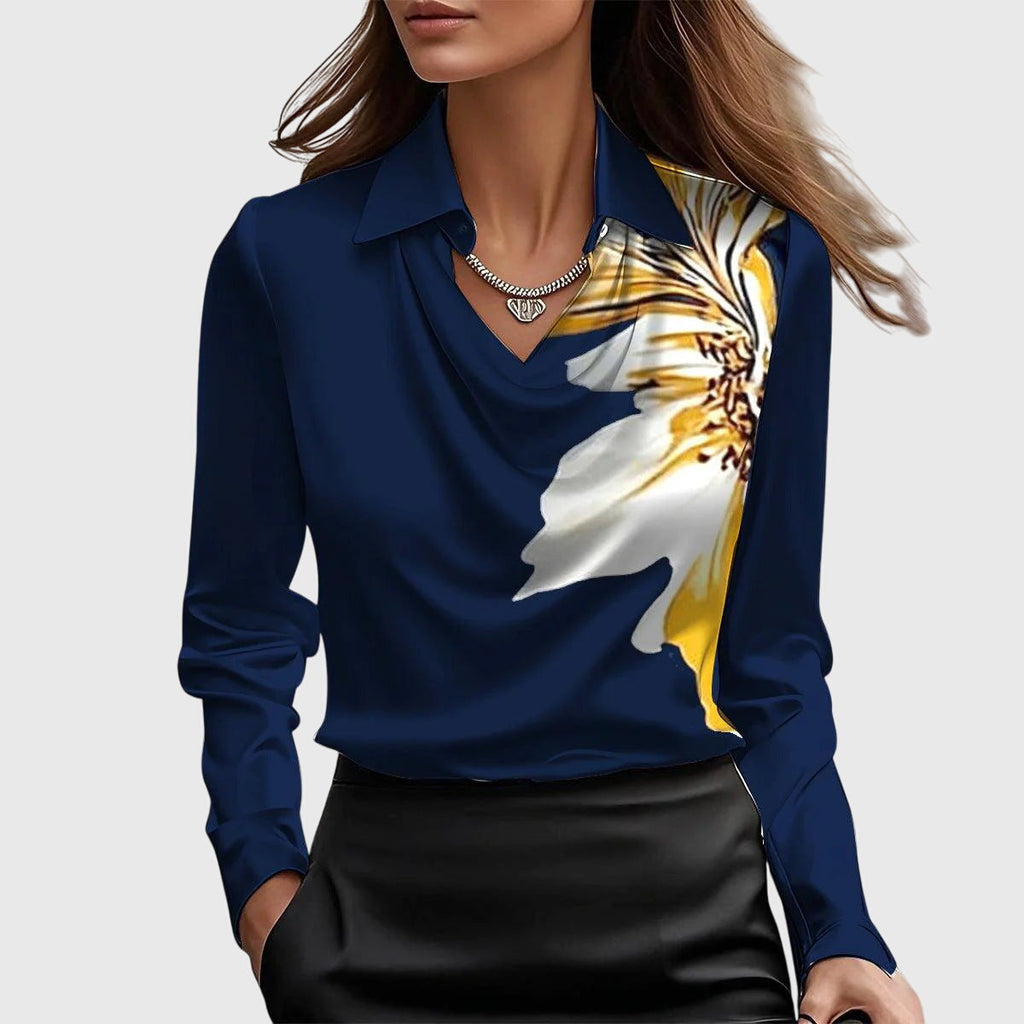 Agnès - Pleated Neckline Flowing Blouse