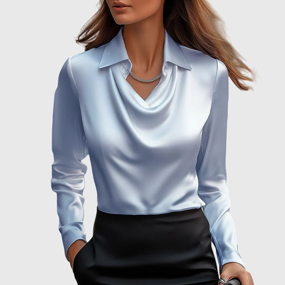 Agnès - Pleated Neckline Flowing Blouse
