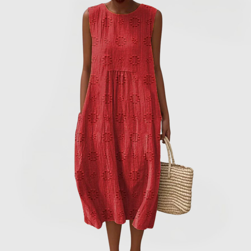 Teresa | Embroidered Sleeveless Pocket Dress