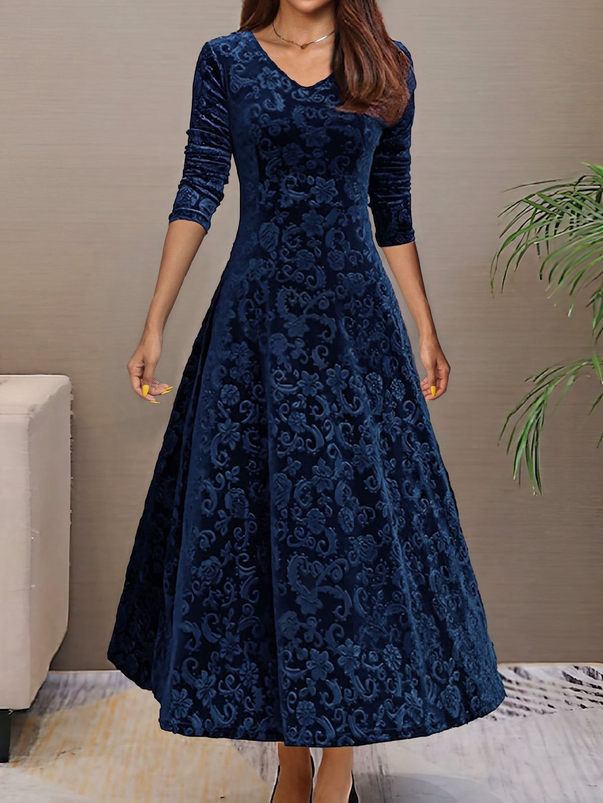 Nancy | Velvet Holiday Elegance Dress