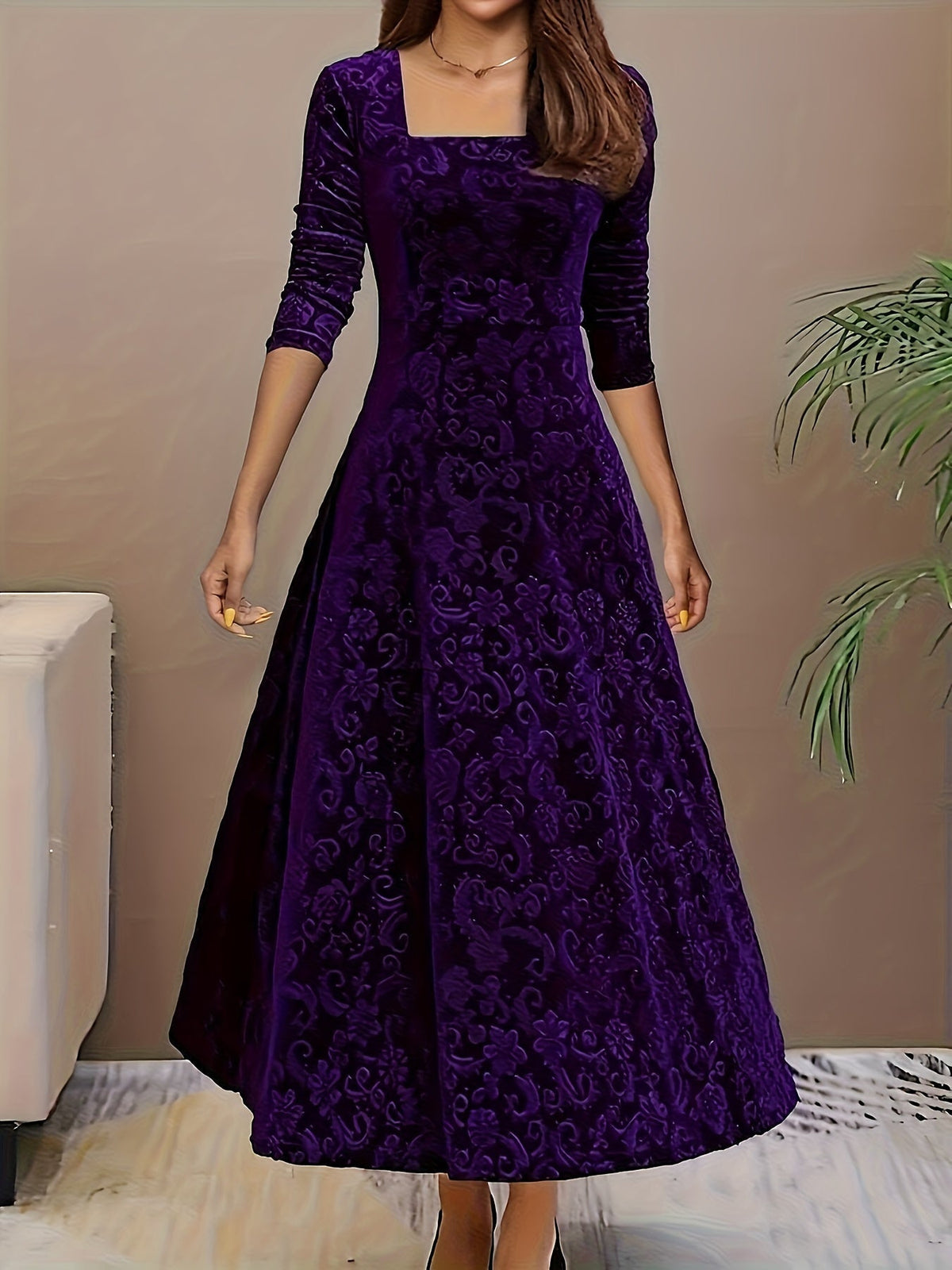Dorothy | Patterned Square-Neck Maxi Dress