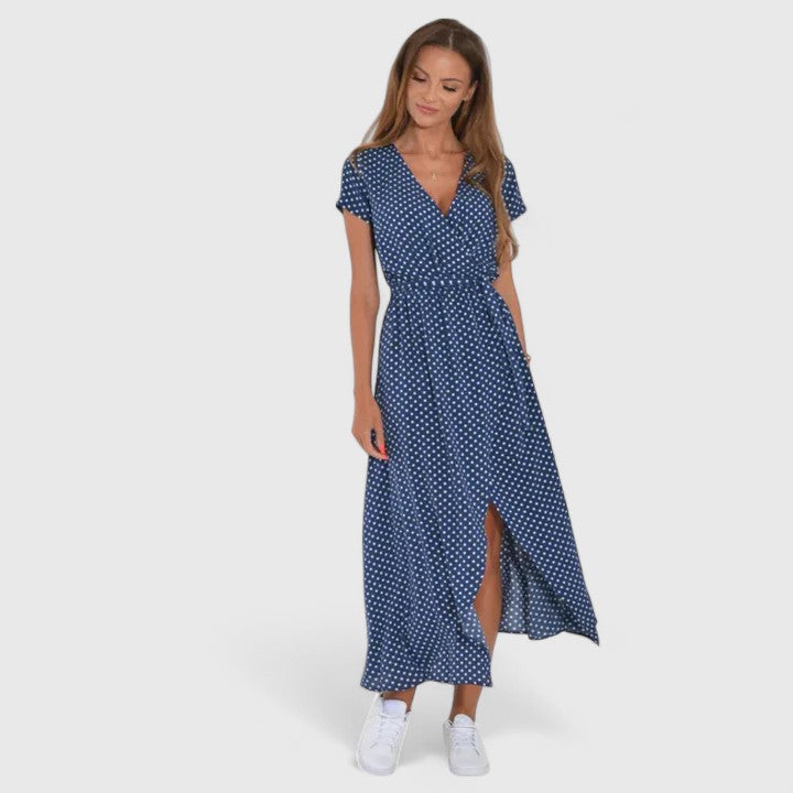 Colette - Wrap-Style Side-Slit Midi Dress