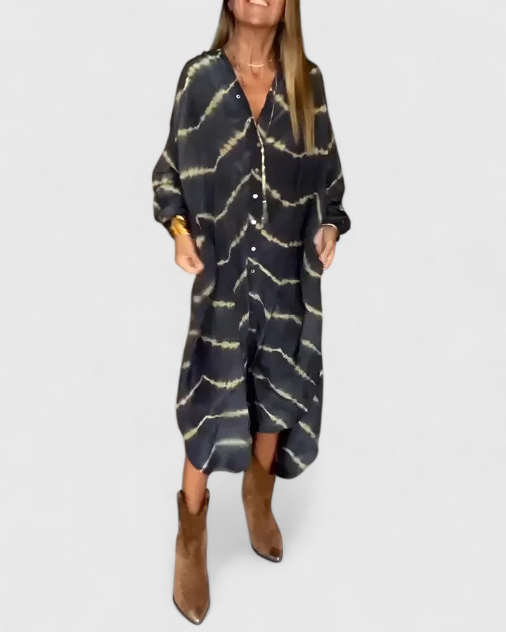 Manon Boho Striped V-Neck Maxi Dress