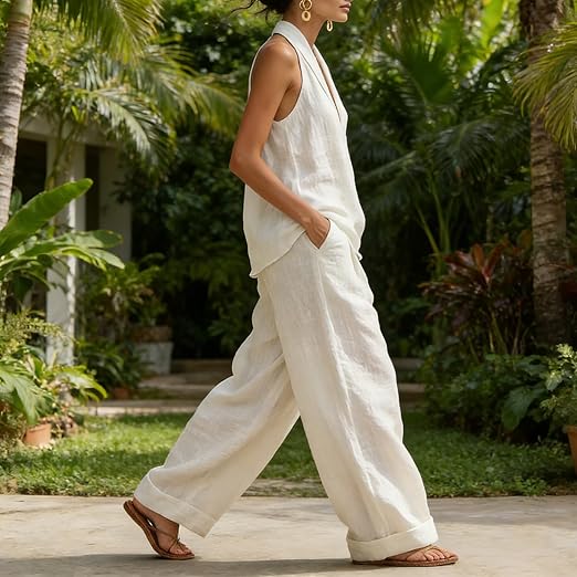 Ainhoa - Textured Linen Two-Piece Set