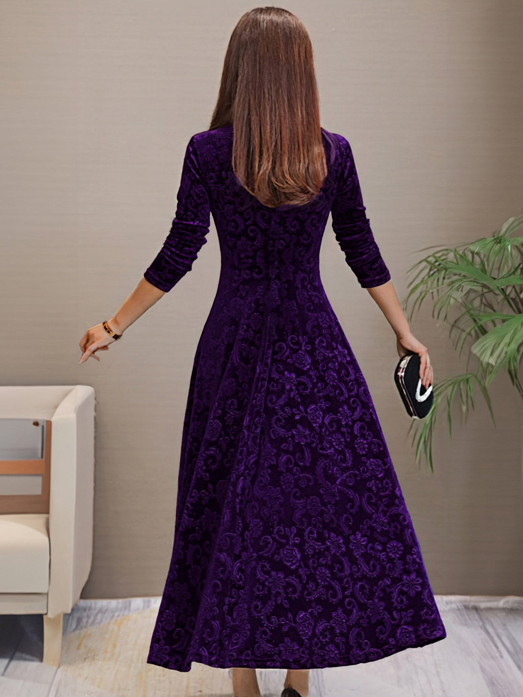 Nancy | Velvet Holiday Elegance Dress