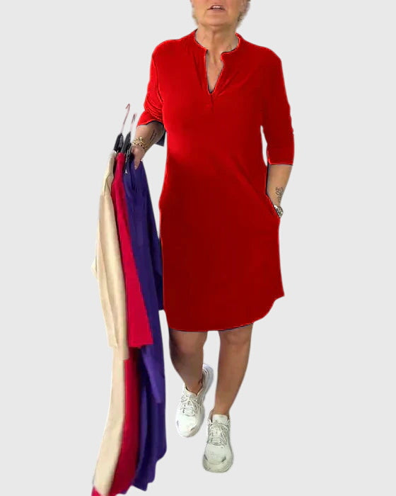 Caroline | Plain V-Neck Everyday Dress