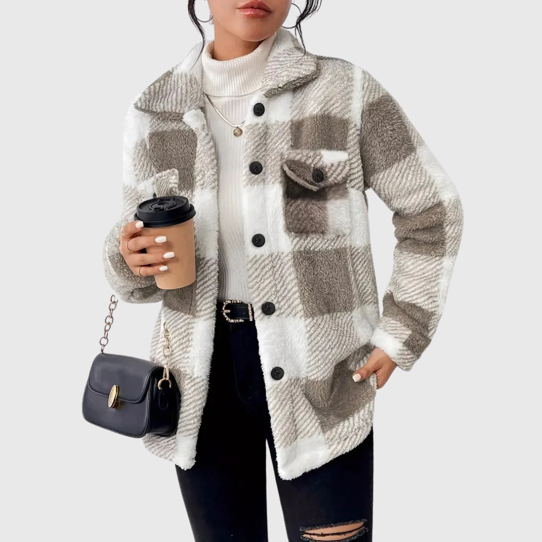 Martina elegant plaid fleece jacket
