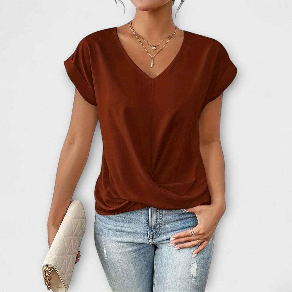 Claire elegant v neck top with buttons