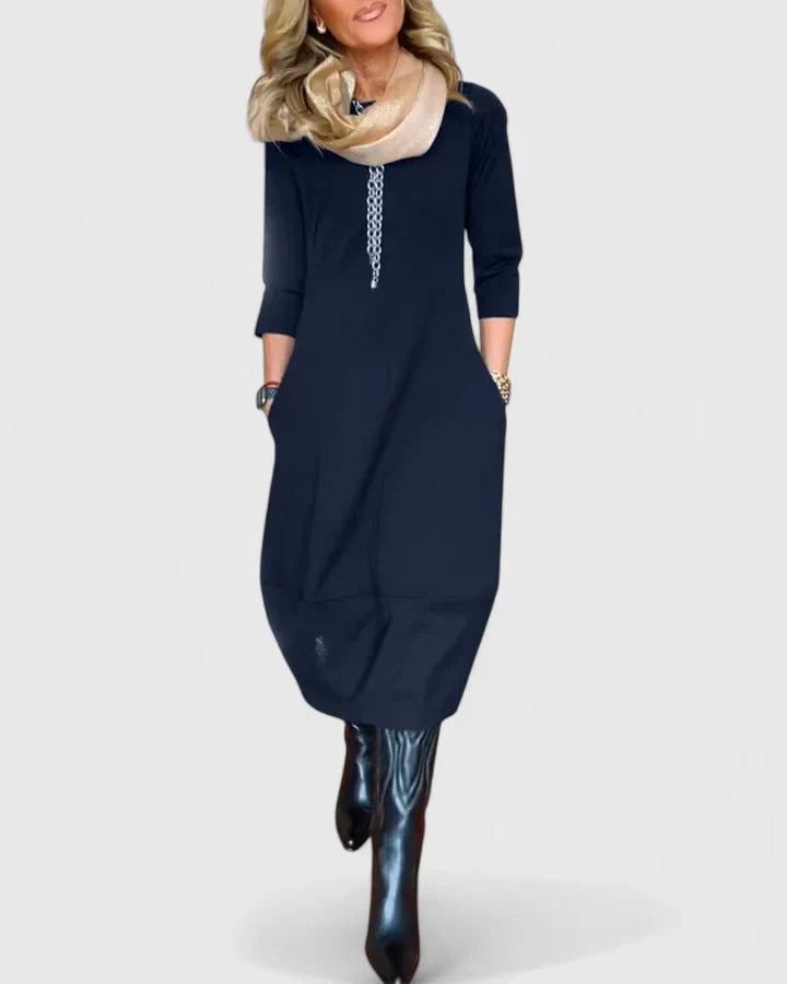 Natalia - Relaxed Crewneck Midi Dress