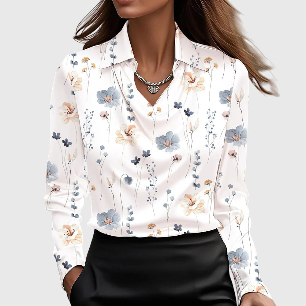 Agnès - Pleated Neckline Flowing Blouse
