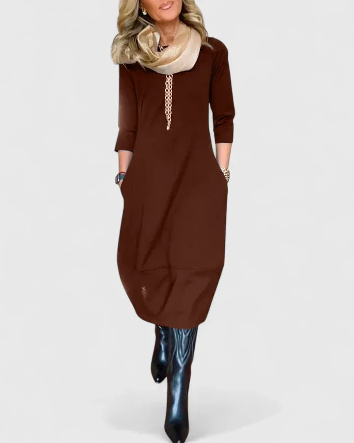 Natalia - Relaxed Crewneck Midi Dress