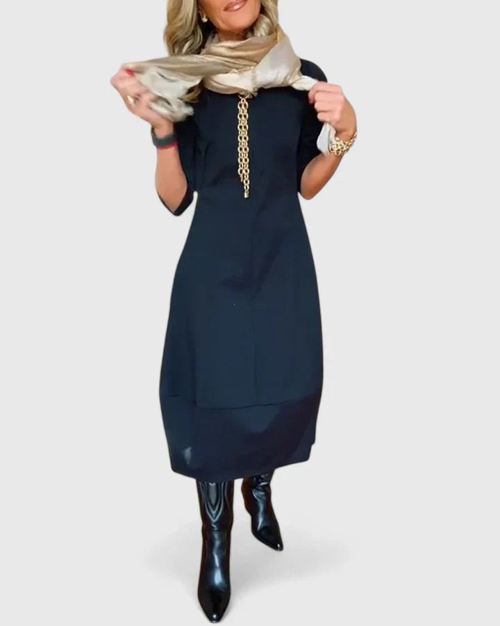 Natalia - Relaxed Crewneck Midi Dress