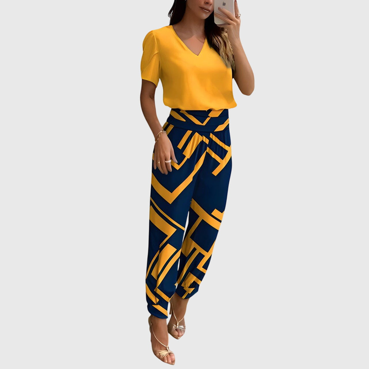 Jennifer elegant blouse and trouser two-piece set