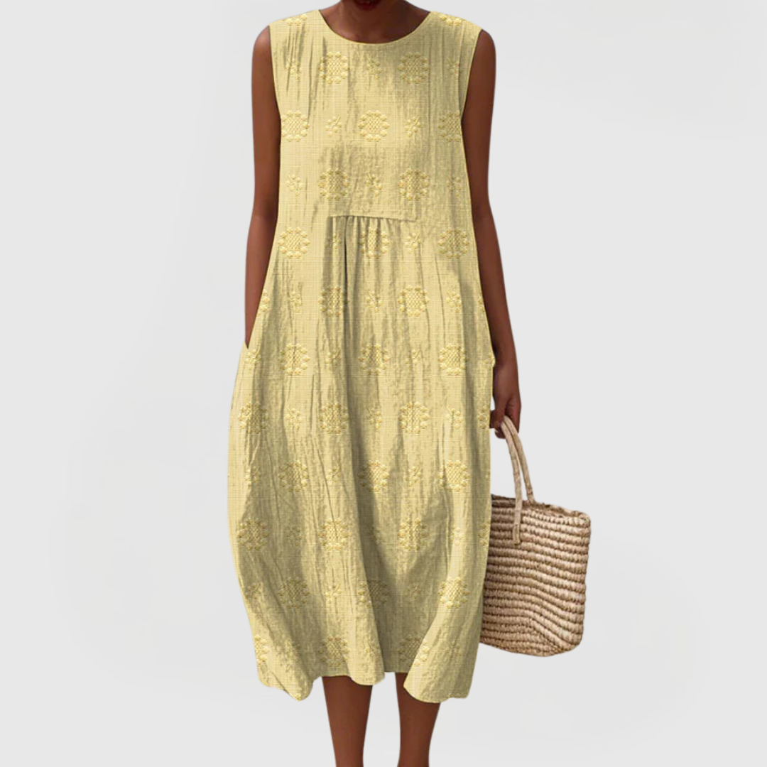 Teresa | Embroidered Sleeveless Pocket Dress