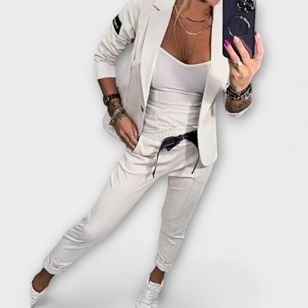 Vionne - Elegant Top, Jacket, and Trousers Set