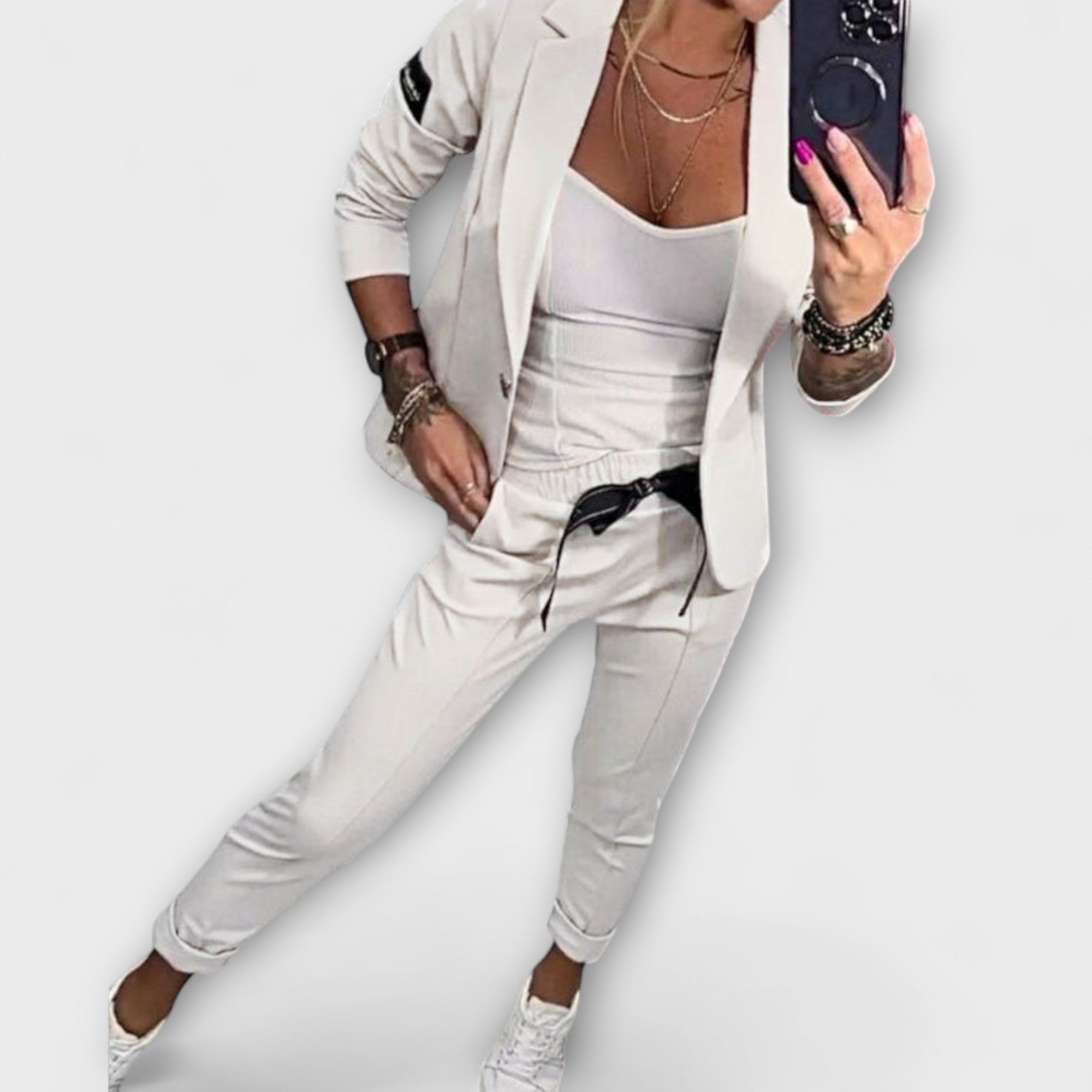 Vionne - Elegant Top, Jacket, and Trousers Set
