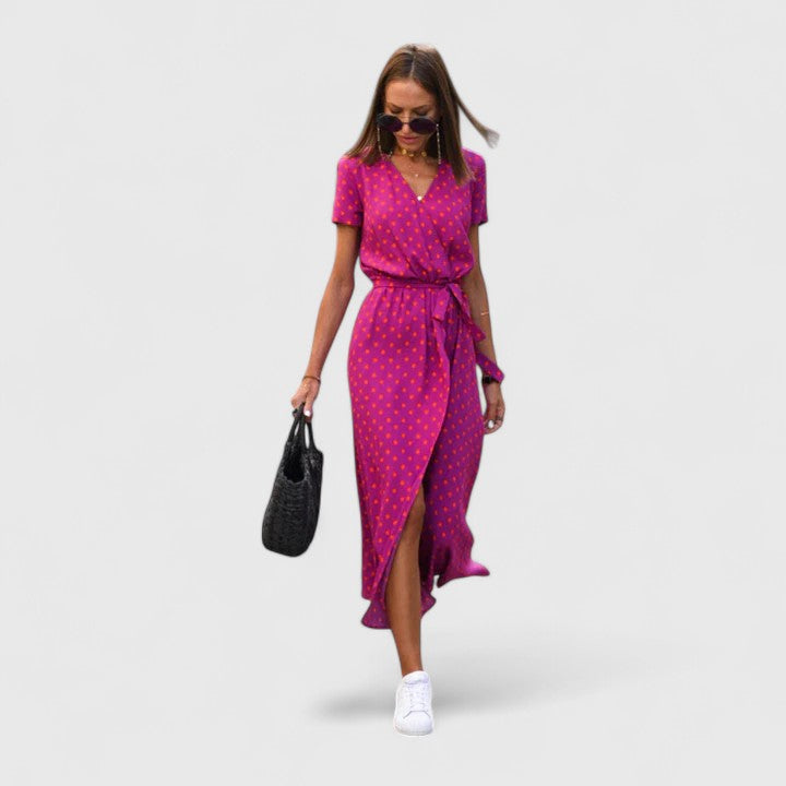 Colette - Wrap-Style Side-Slit Midi Dress