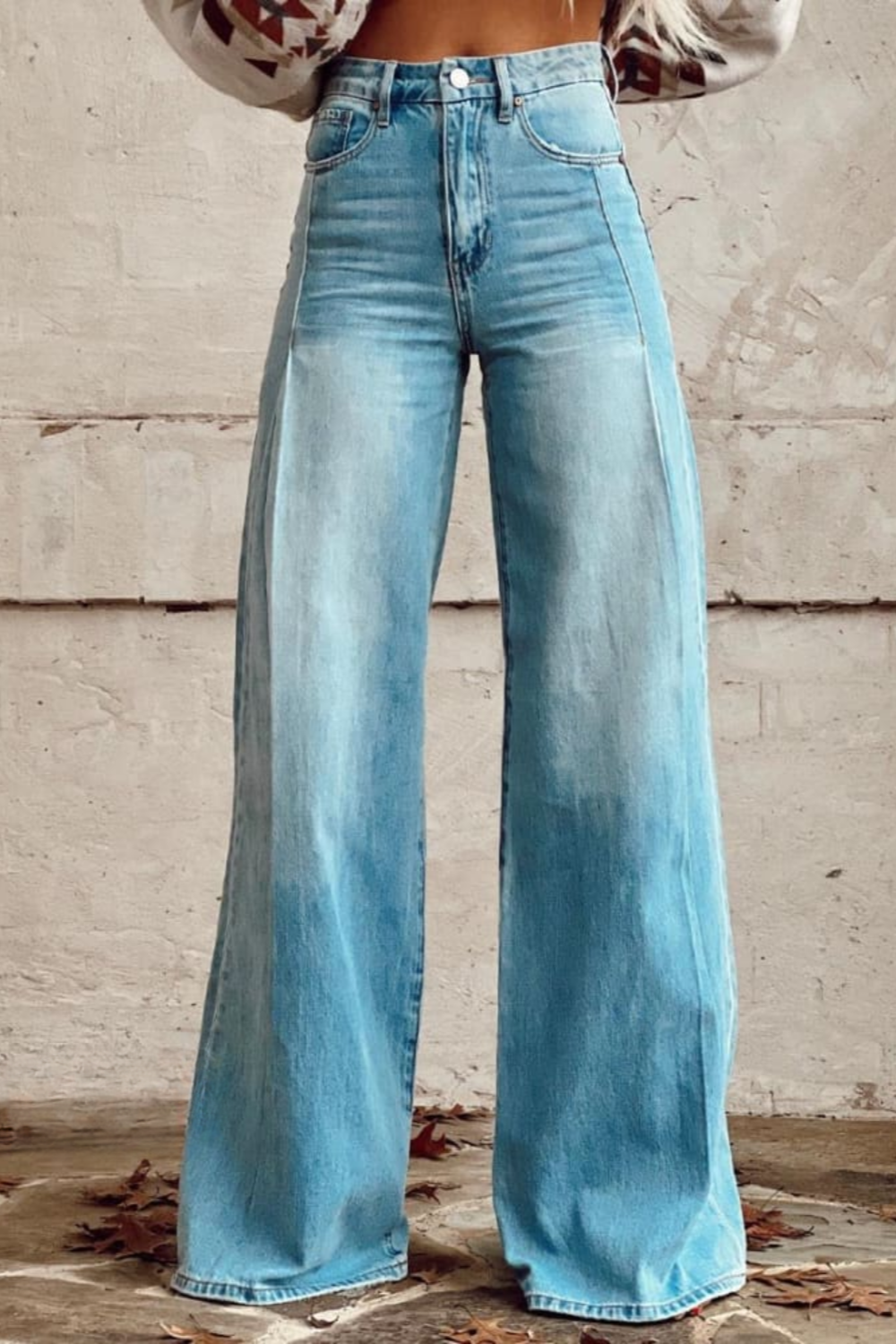 Vittoria natural spirit printed wide-leg pants with high elastic waist