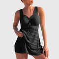 Judith two-piece swimsuit featuring a flattering draped skirt overlay