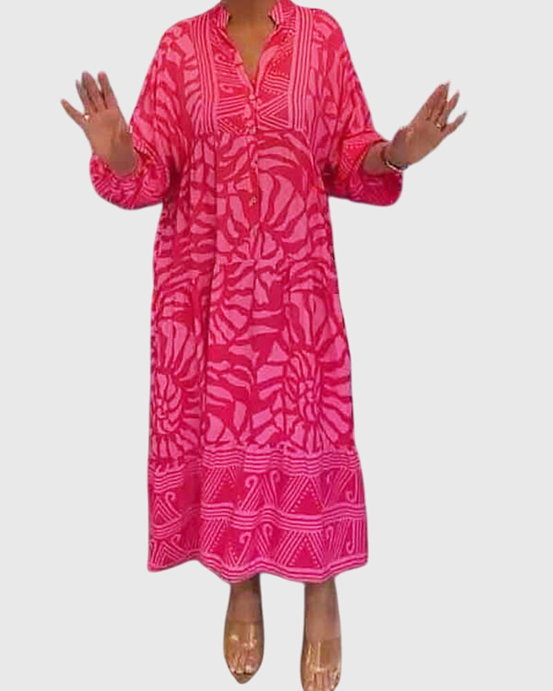 McKinley printed maxi dress featuring a V-neckline and half-length sleeves