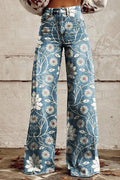 Viola authentic bohemian wide-leg printed pants with high waist