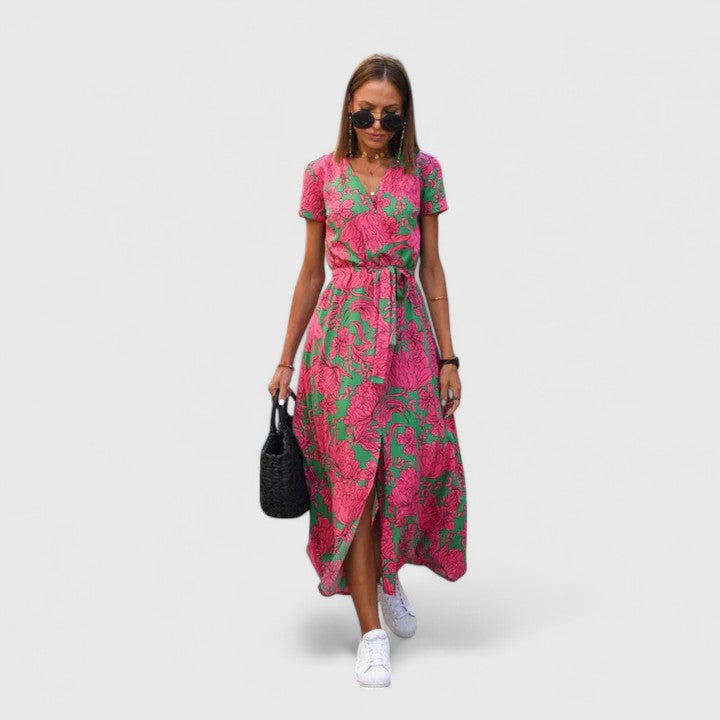 Colette - Wrap-Style Side-Slit Midi Dress