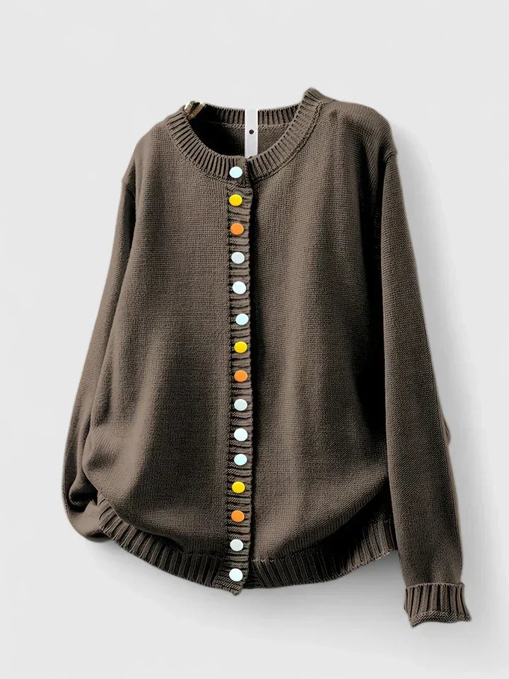 Kalynnah - Tummy-Hiding Decorative Button Cardigan