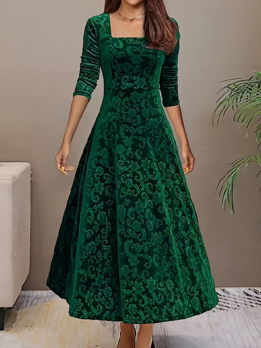 Dorothy | Patterned Square-Neck Maxi Dress