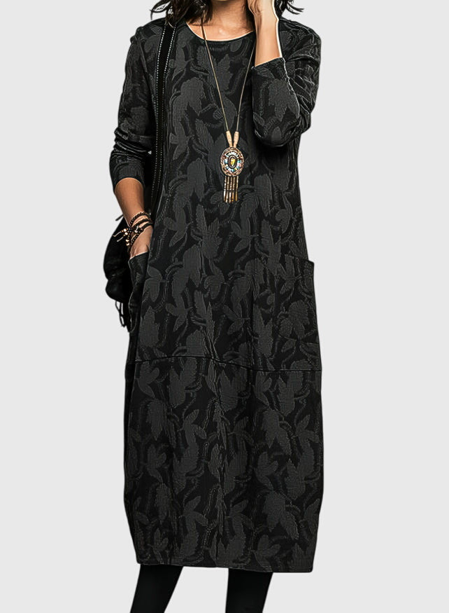 Victoria - Casual Round-Neck Pocket Dress