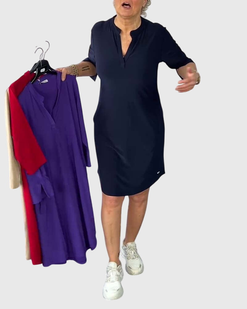 Caroline | Plain V-Neck Everyday Dress