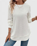 Celine - Elegant Crew Neck Long Sleeve Top