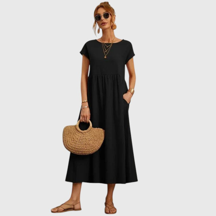 Fenella | Crewneck Pocket Midi Dress