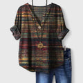 Élodie - Printed Three-Quarter Sleeve V-Neck Blouse