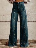 Celeste free pattern bohemian wide-leg pants with high waistband