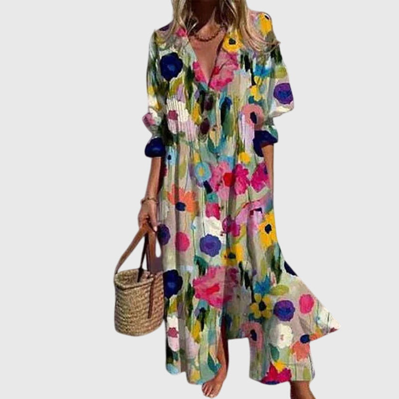 Christine women elegant bohemian dress in lightweight flowing fabric