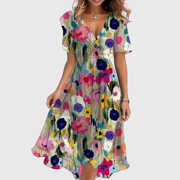 Catalina - Wrap-Style Flutter-Sleeve Midi Dress