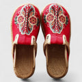 Marousse hand embroidered floral jute sole backless mules