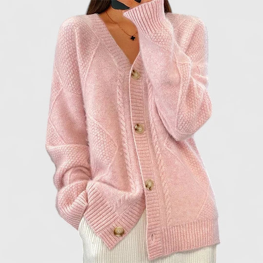 Solenyahh - V-Neck Buttoned All-Season Cardigan