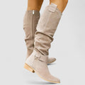 Elise suede western boots with stacked block heel and soft upper