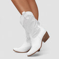 Madeleine western boots in soft suede and leather with 4cm block heel