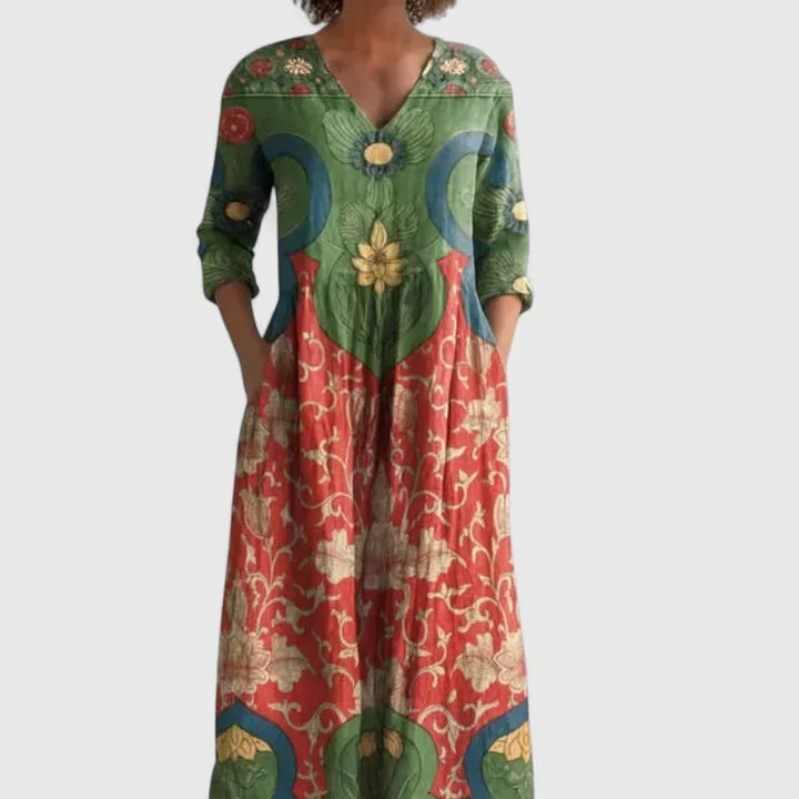 Mireia - Mediterranean Print Midi Dress