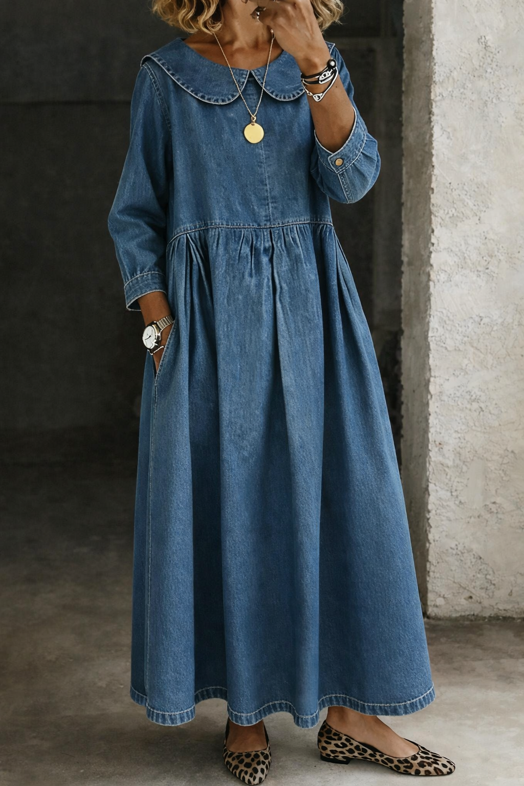 Manon - Peter Pan Collar Denim Dress
