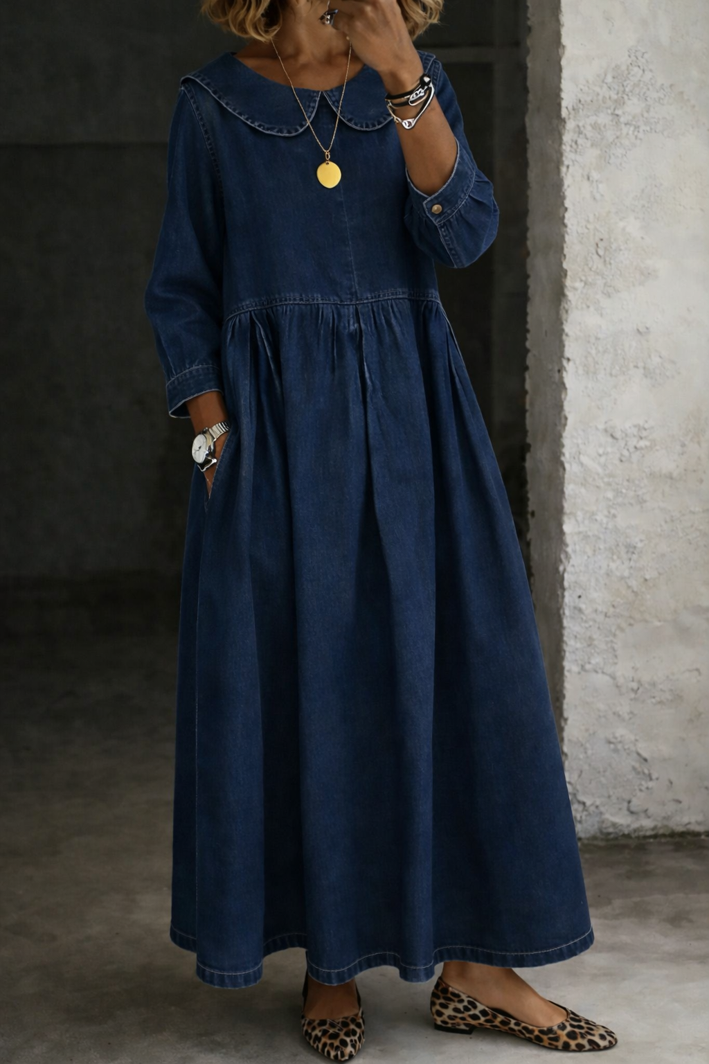 Manon - Peter Pan Collar Denim Dress