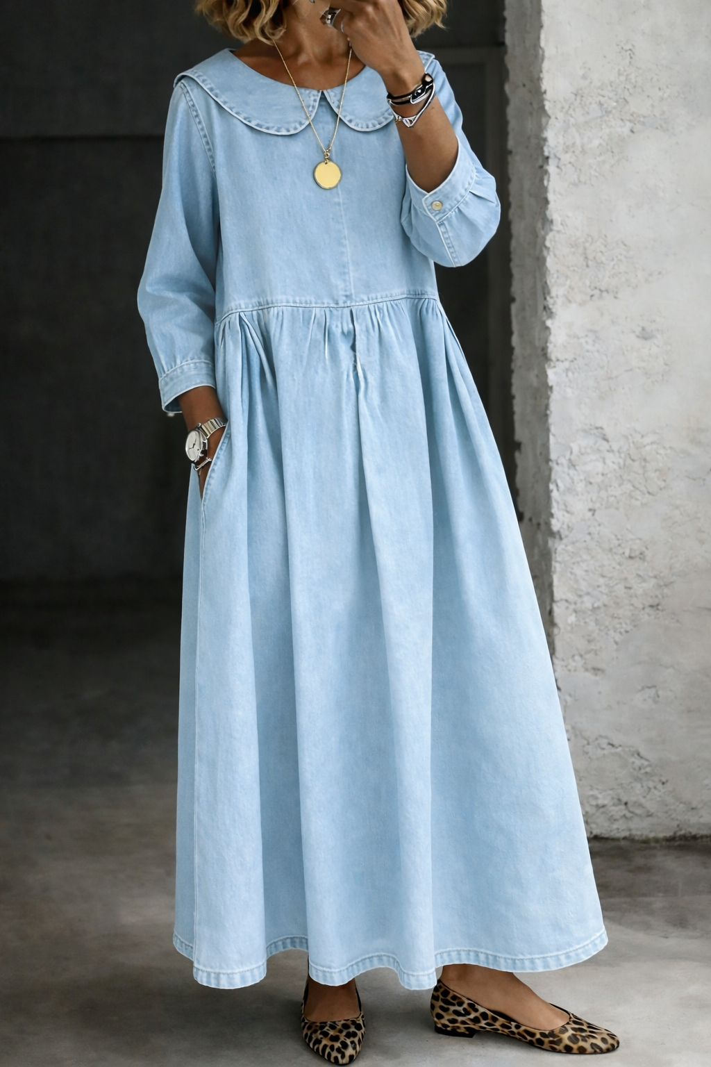Manon - Peter Pan Collar Denim Dress