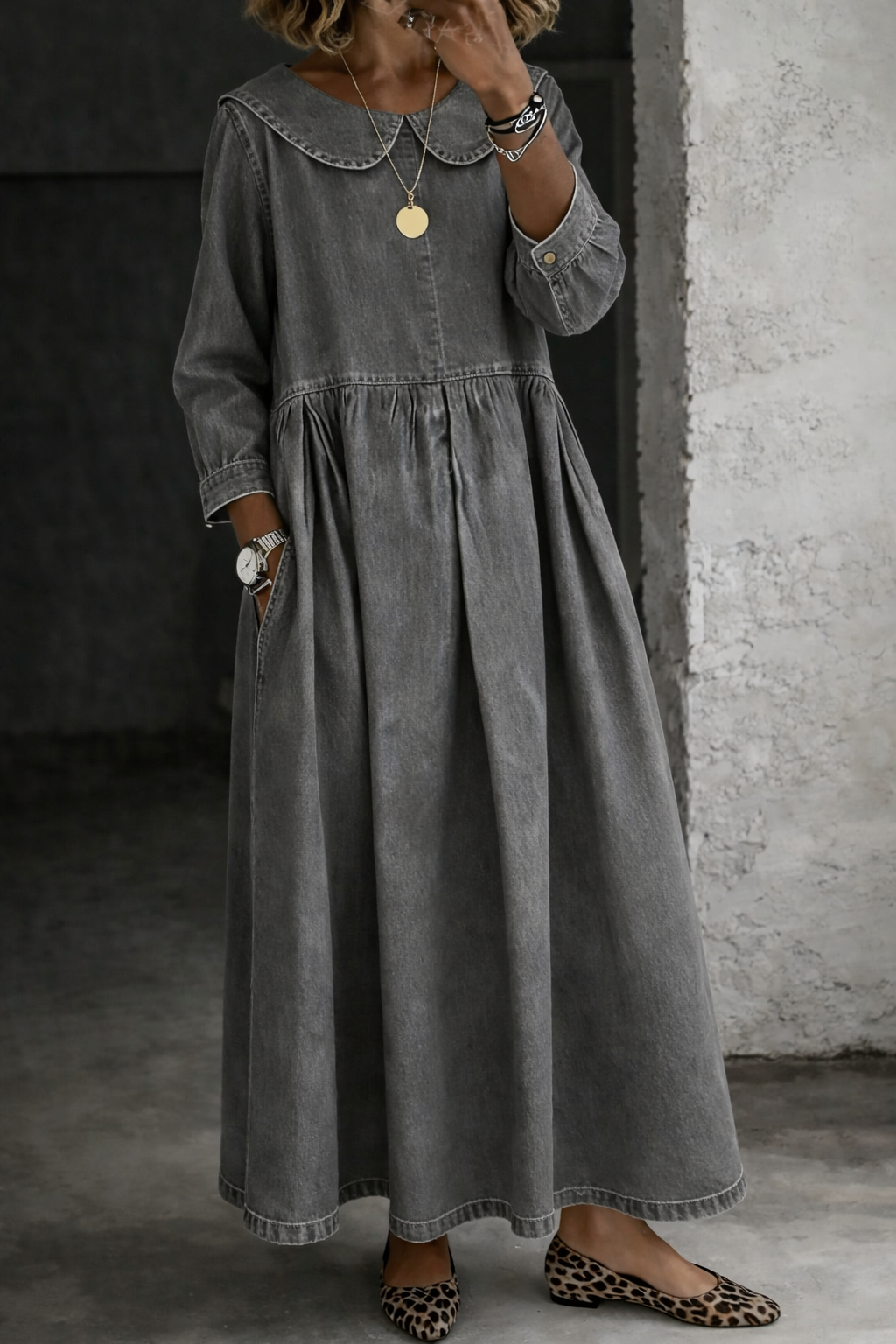 Manon - Peter Pan Collar Denim Dress