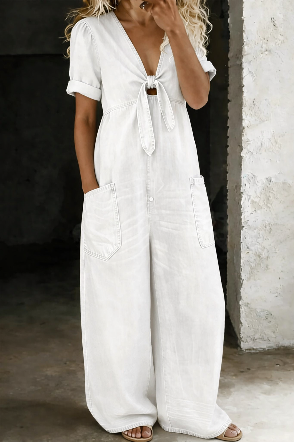Garance - V-Neck Denim Jumpsuit