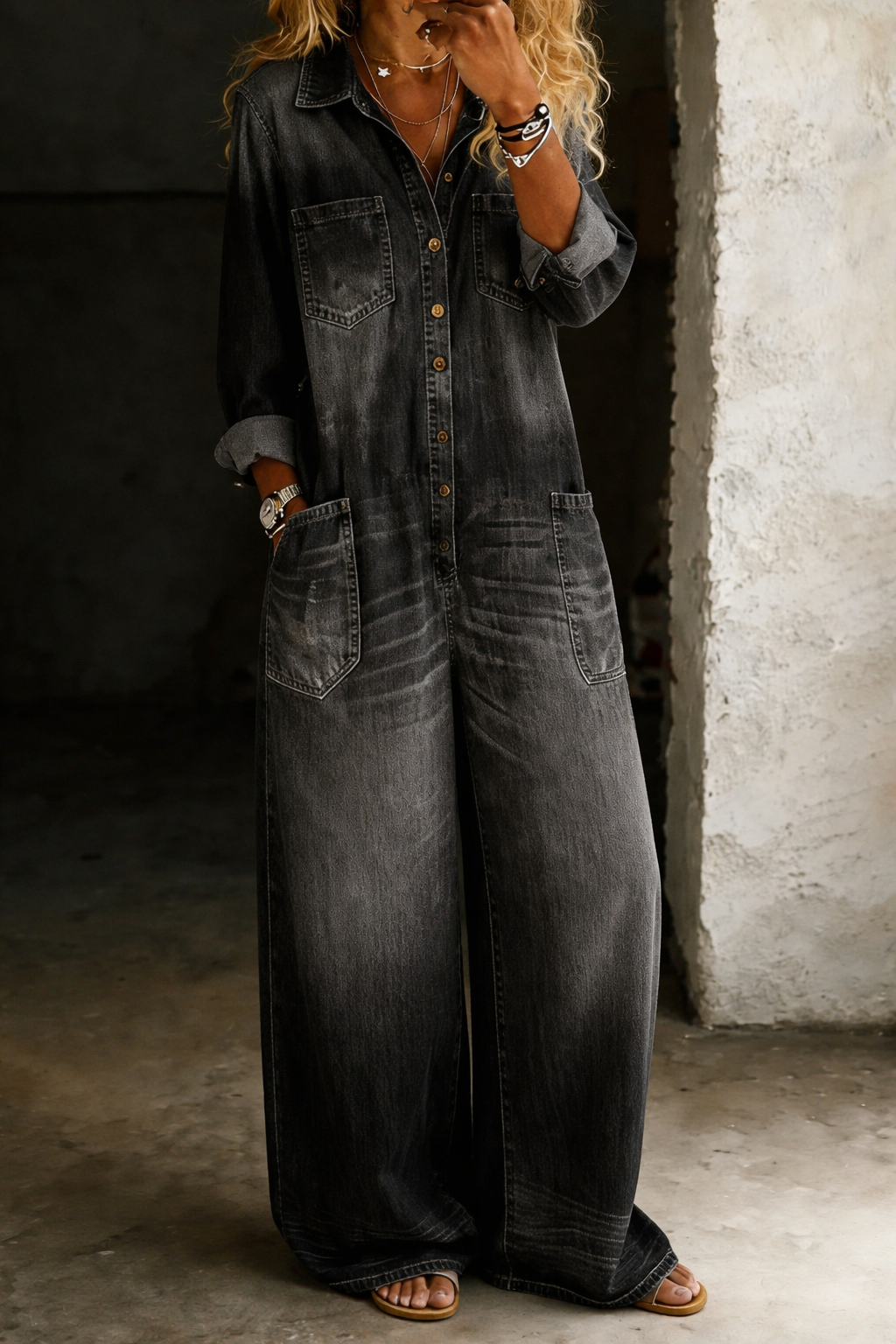 Roxane - Casual Denim Jumpsuit