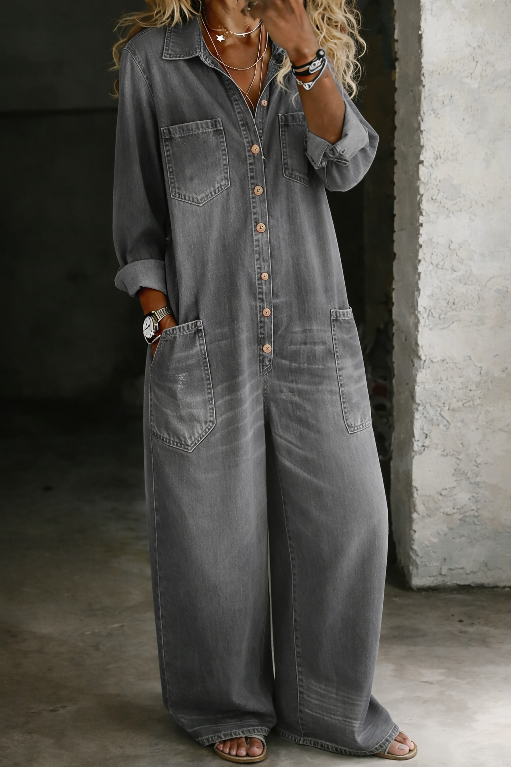 Roxane - Casual Denim Jumpsuit