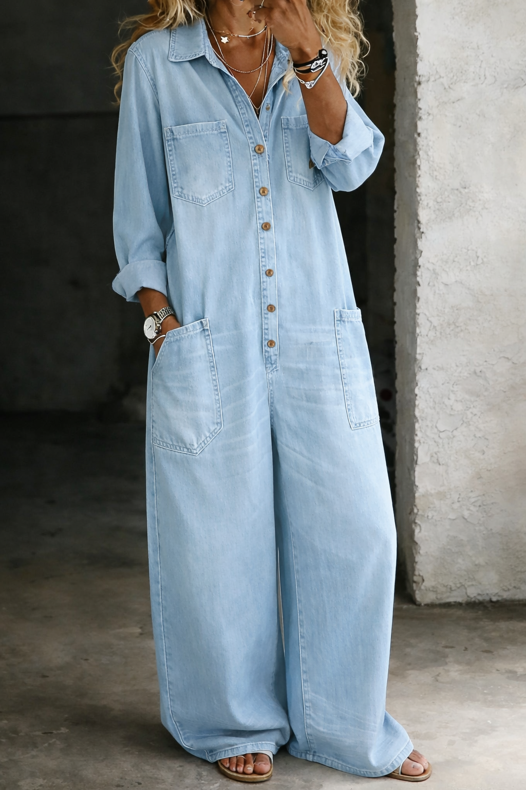Roxane - Casual Denim Jumpsuit