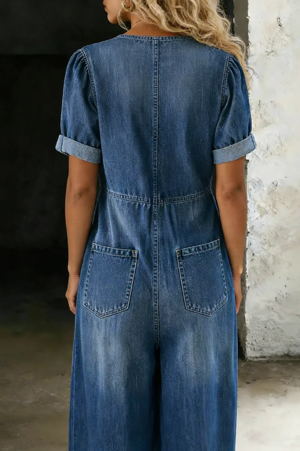 Garance - V-Neck Denim Jumpsuit